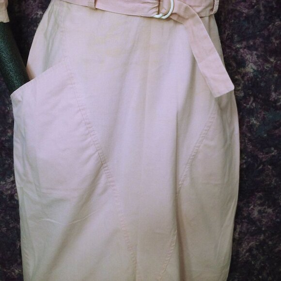 Vintage 80s Byer Too! Shirtwaist Dress -M(8) Pockets Buttons Power Shoulder Pink - Picture 14 of 14